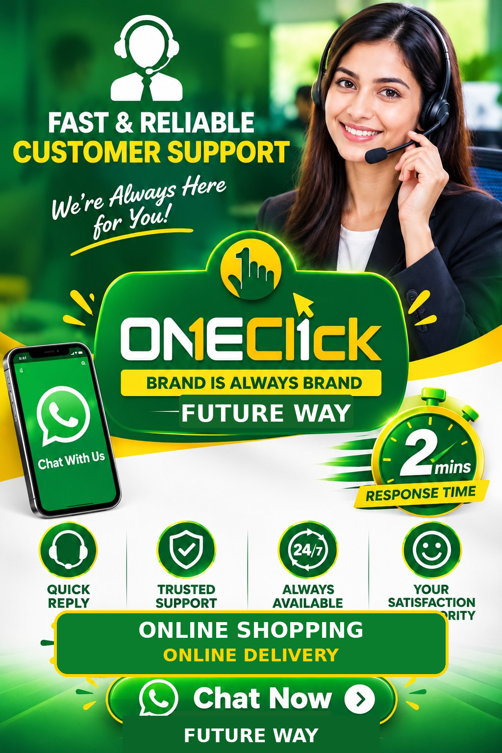 Future Way customer support and online shopping and delivery poster